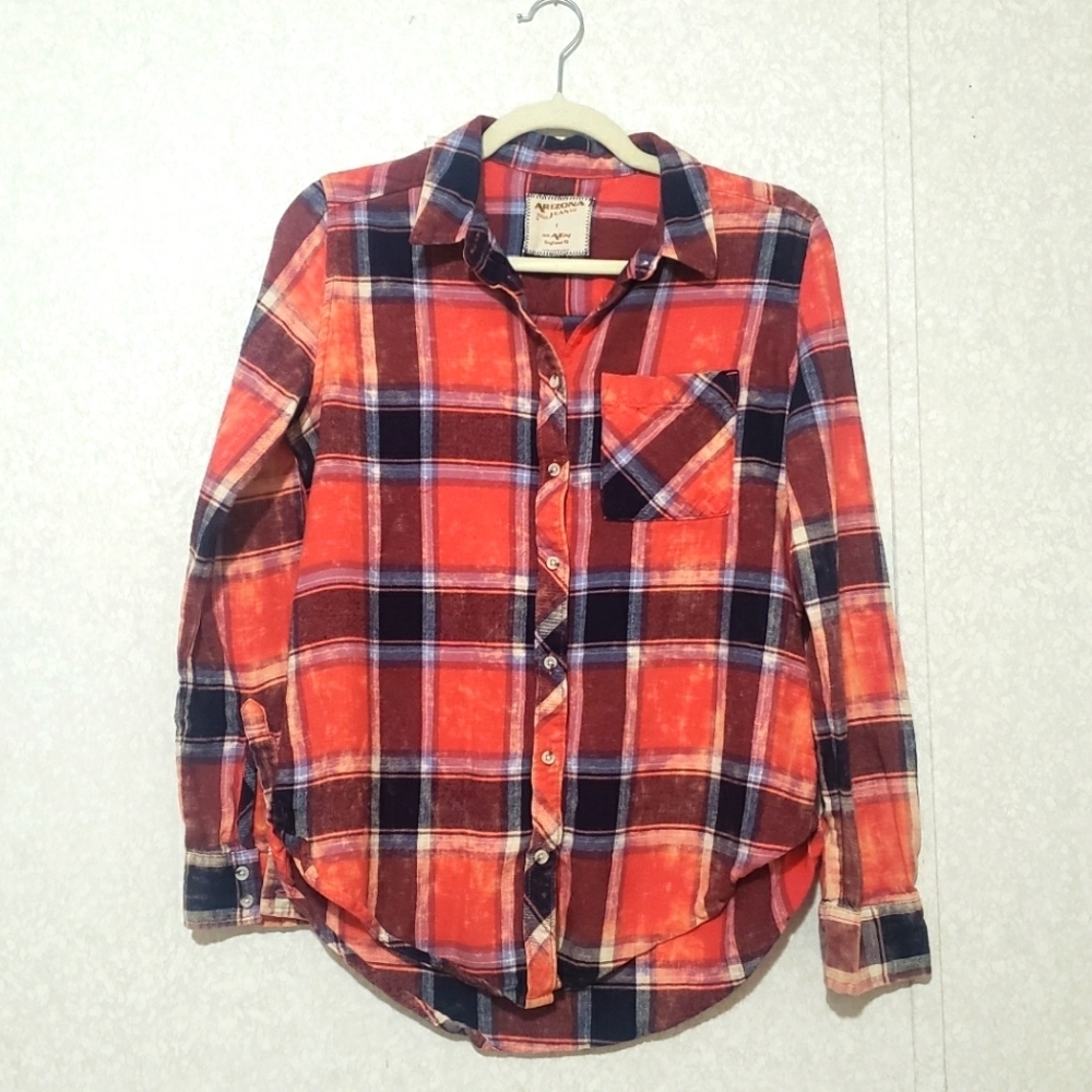 ARIZONA ...ORANGE Plaid Button-Up Shirt...SIZE:SMALL